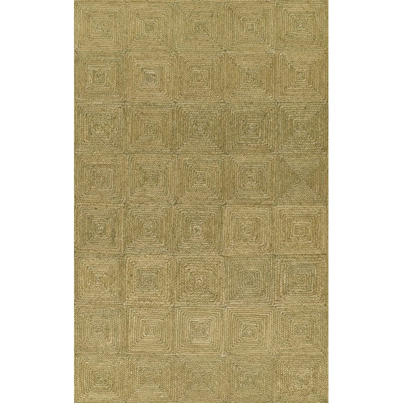 Tapis vert en jute tissé à la main Momeni 5 pi x 7 pi 6 po, Rectangle 5 pi x 7 pi 6 po