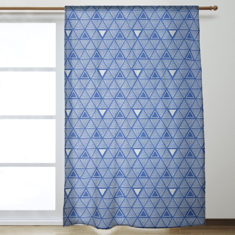 Jordao Room Darkening Curtain Single Panel, Blue/White