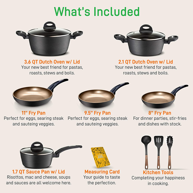 NutriChef Nonstick Cooking Kitchen Cookware Pots and Pan, 13 Piece Set,  Black, 1 Piece - Food 4 Less