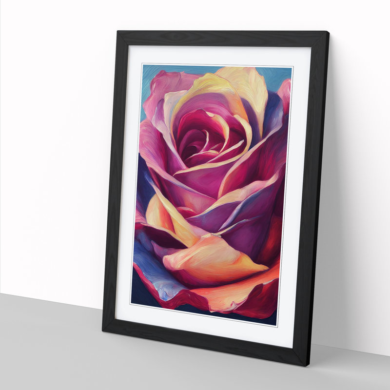 Kinta Rose Flower Painting Vol.2 - Picture Frame Print, 46cm H x 34cm W x 2cm D, Black