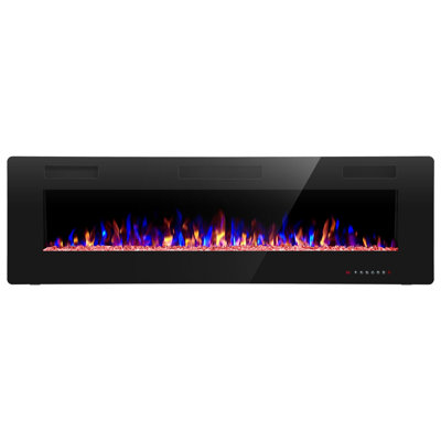 Wall-mounted/recessed Electric Fireplace, 750w/1500w Heater (5100 Btu, Heats 400 Sq Ft), 5 Speed/brightness, Remote & Touch Control, Silent (=40db), Etl Certified