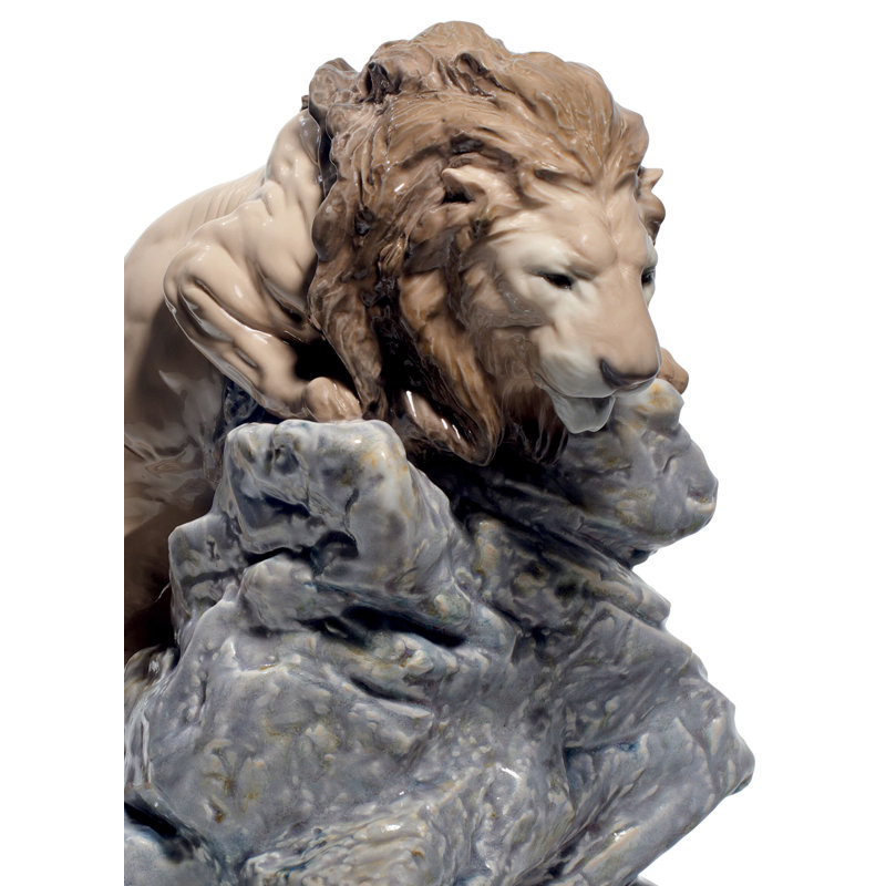 Lion Pouncing Figurine