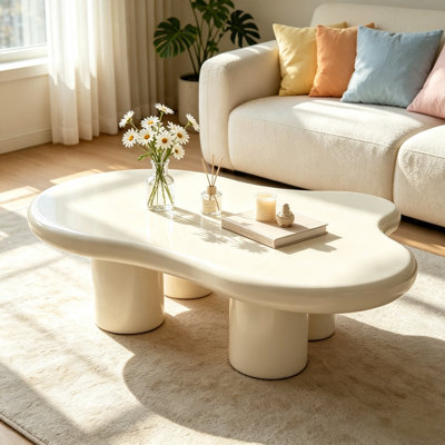 48.4" Cream Cloud‑Shaped Coffee Table