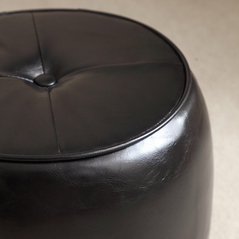 Petit repose-pieds capitonné rond de 11,8 po, Noir
