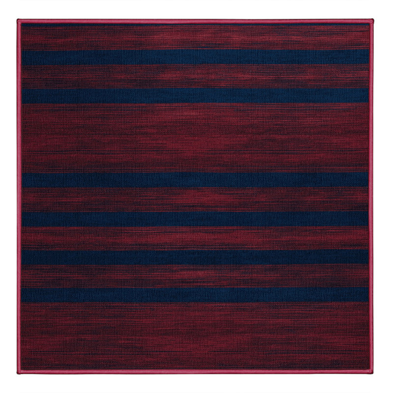 Tapis rouge à rayures horizontales lavable à la machine, Carré 8 pi
