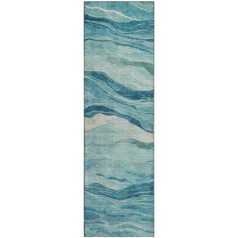 Tapis à rayures Alijah AMF1246 lavable à la machine de qualité supérieure, Tapis de couloir 2 pi 3 po x 7 pi 6 po