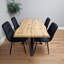 Wooden Brown Dining Table with 4 Black Velvet Chairs, Stylish Dining Room Furniture-1205007191-1227633367