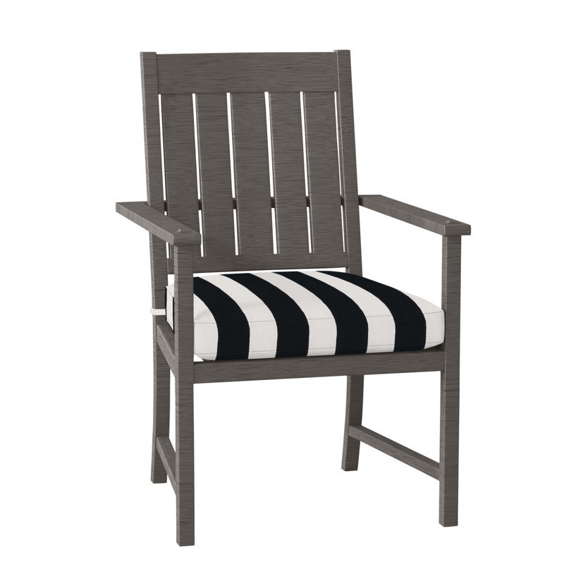 Croquet Patio Dining Armchair with Cushions, No Welt, Slate Gray, Cabana Stripe Midnight