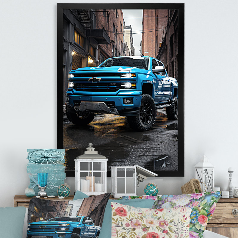Camionnette sarcelle Kewdale Urban Explorers, Cadre photo noir, H 20 po x l 12 po x P 1 po