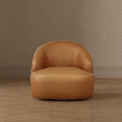 Lukas Contemporary Modern Polyester Upholstered Swivel Accent Chair in Camel