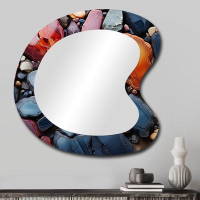 Gatlynn Angelite Spiritual Stones Healing Energy - Spiritual Stone Unique Shape Unique Wall Mirror, Traditional Asymmetrical Mirror, Printed Metal Art