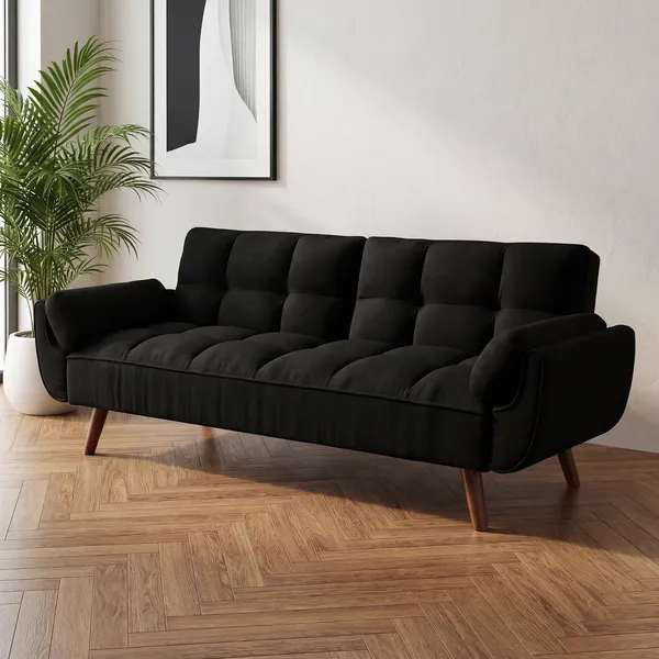 Canapé-lit 75 po, Polyester noir