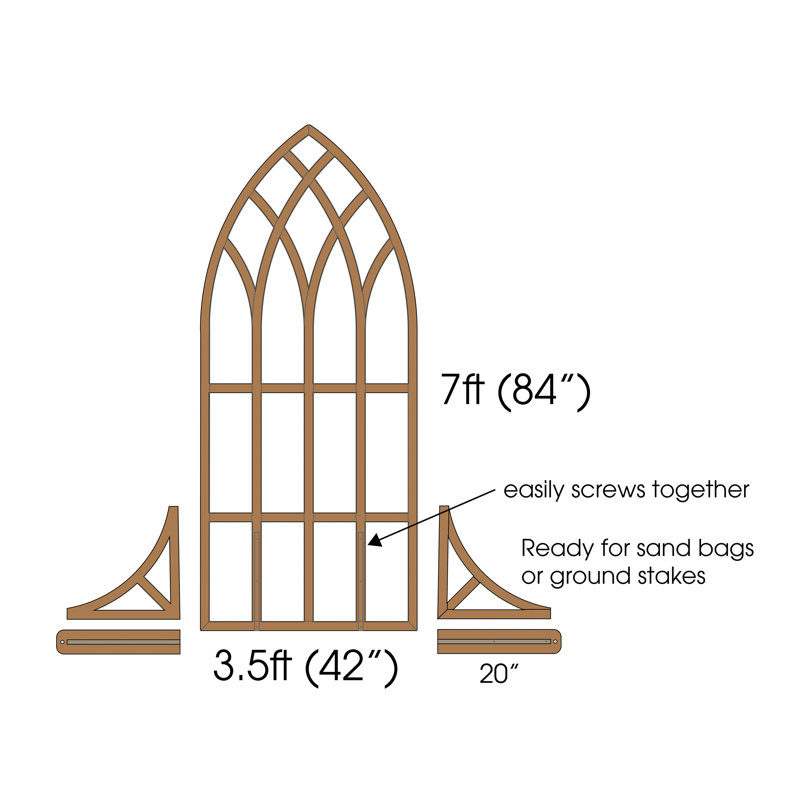 7ft Wedding Arch Window Wood