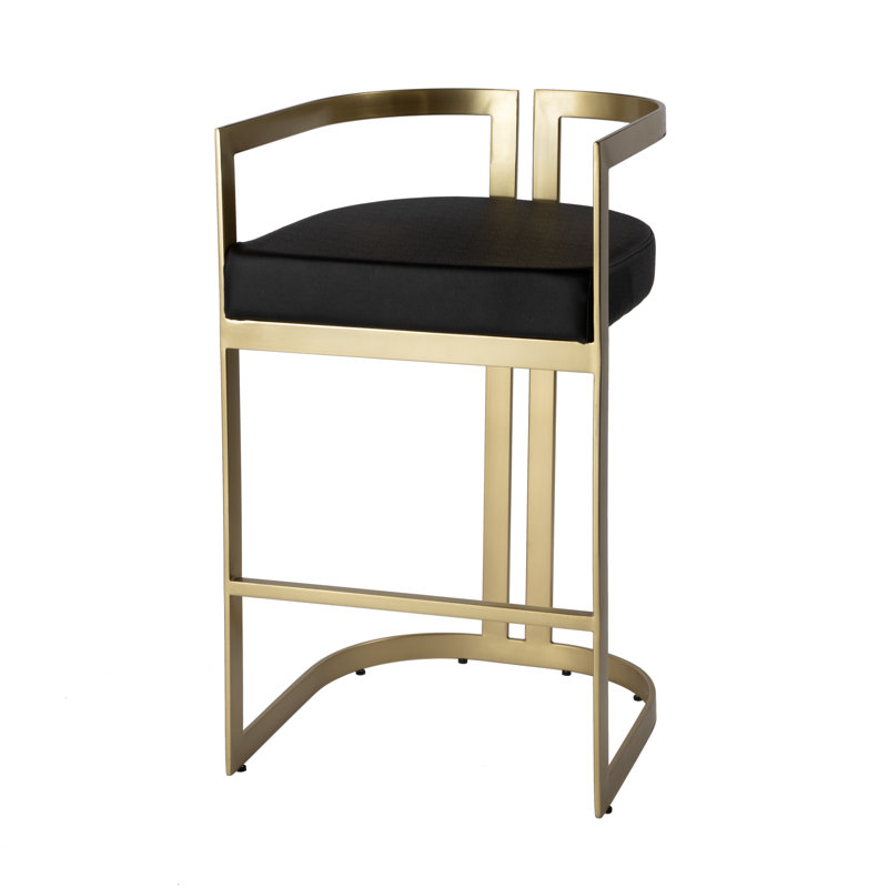 Butler Bravo Faux Leather Counter Stool, Bar Stool (28.5” Seat Height), Black, Gold