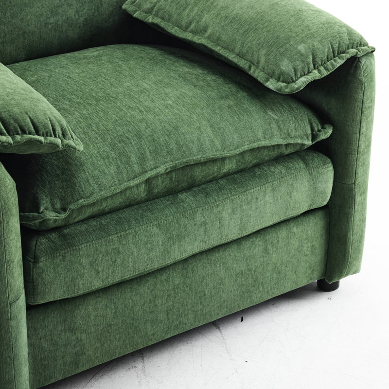 Fauteuil surdimensionné avec structure renforcée et dossier haut revêtu de chenille, H 35,35 po x l 38,73 po x P 35,43 po