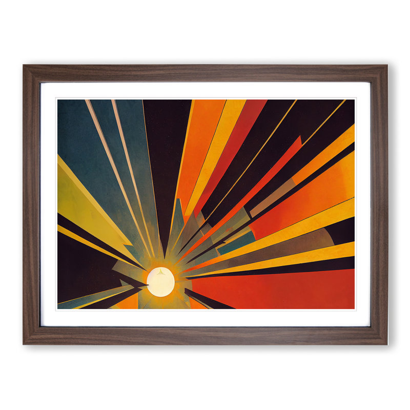 Abstract Sunset Sun Vol.8 - Framed Print, 46cm H x 64cm W x 2cm D, Walnut Framed