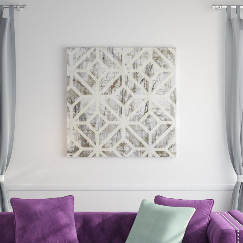 «Neutral Metric III» par Jennifer Goldberger, impression sur toile, H 36 po x l 36 po, Toile tendue