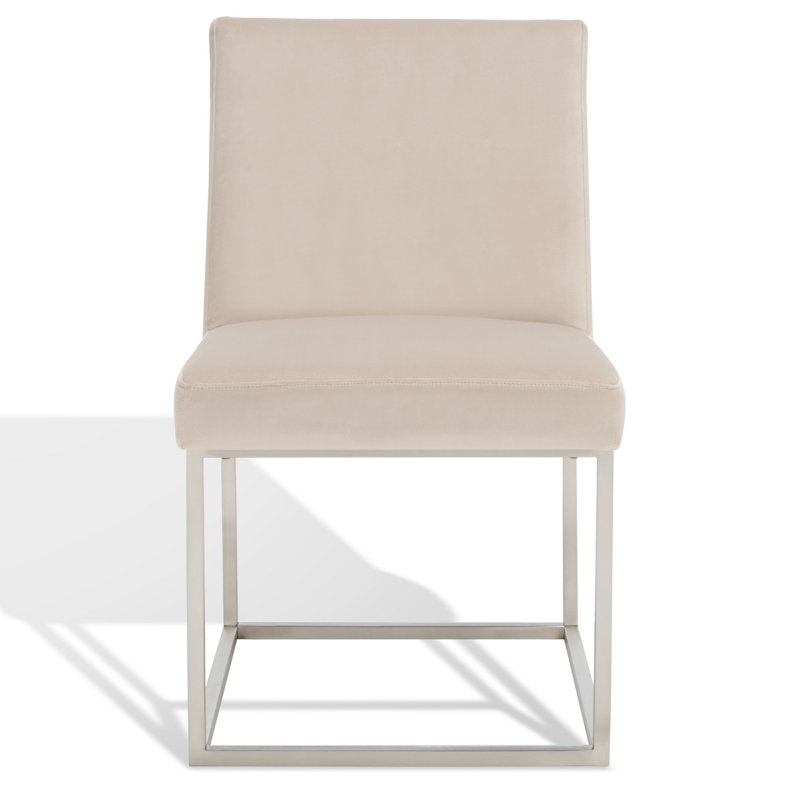 Athens Upholstered Stainless Steel Side Chair, Taupe Velvet, Gold