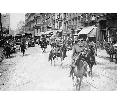 " Chief Of Police Copelan Mounted On Horseback Protects Trolleys In Cincinnati Strike "