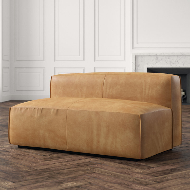 Cleon Loveseat, Camel Genuine Leather