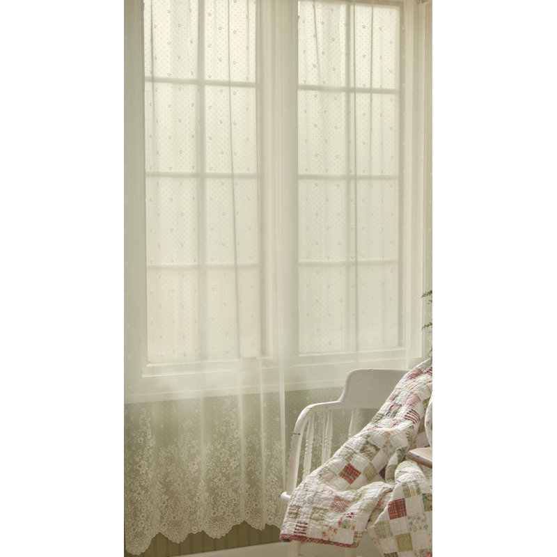Panneau de rideau simple diaphane avec passe-tringle Victor, l 60 po x L 84 po, Blanc