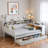 Wooden Daybed With Storage Shelves, 2 Storage Drawers And Study Desk-1608798030