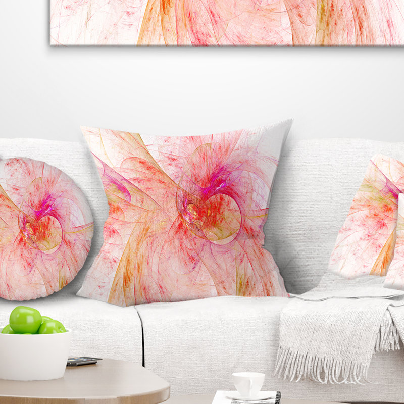 Pink Fractal Abstract - Coussin décoratif imprimé abstrait, 18 po x 18 po, Carré