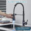 Robinet de cuisine à DEL avec douchette rétractable et robinet industriel à poignée simple pour lavabo de bar-93608733