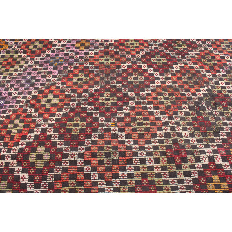 Grand tapis kilim turc vintage brun neutre pour un décor de salon surélevé