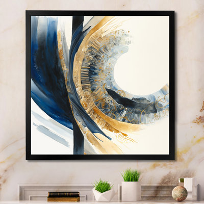 «Blue and Gold Swirl Abstract IV», impression sur toile