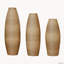 Ensemble de 3 vases de sol artisanaux en PVC, texture naturelle imitant le rotin, 70 cm, 59 cm et 50 cm, beige-brun
