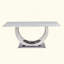 Table de salle à manger rectangulaire, moderne simple, plateau de table en marbre, plateau de table en panneau de fibres à densité moyenne, surface de miroir en acier inoxydable de couleur argent, pouvant accueillir 4 à 6 personnes, motif en marbre blanc