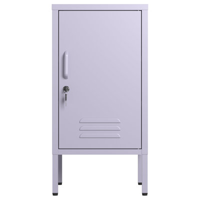 Table de chevet en métal avec porte simple verrouillable - 2 tablettes réglables - Armoire de rangement polyvalente