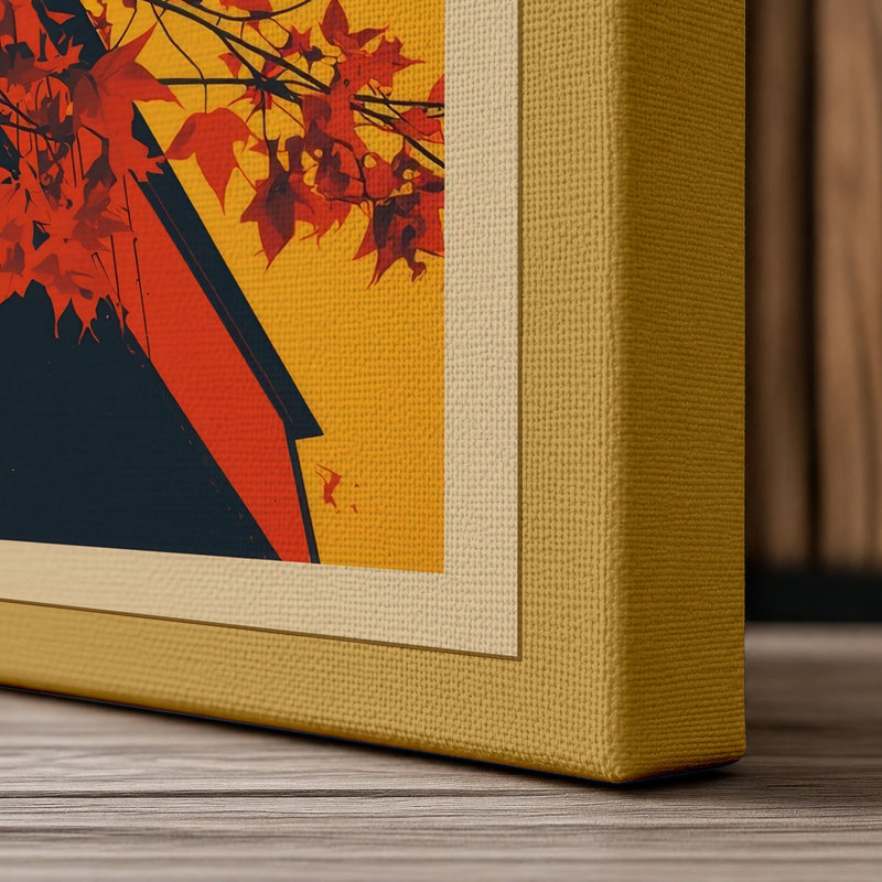 Autumn Maple Glory Botanical - Wrapped Canvas, 24x16 - 61.0 x 40.6 cm, Ochre Border