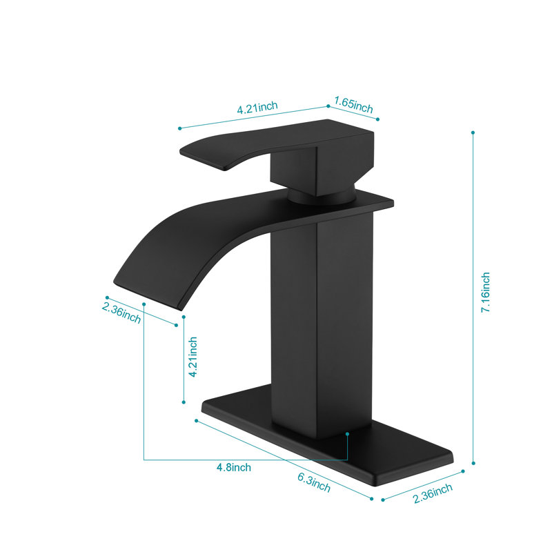 Robinet de lavabo de salle de bain à poignée simple Waterfall Spout - Acier inoxydable, installation à un trou