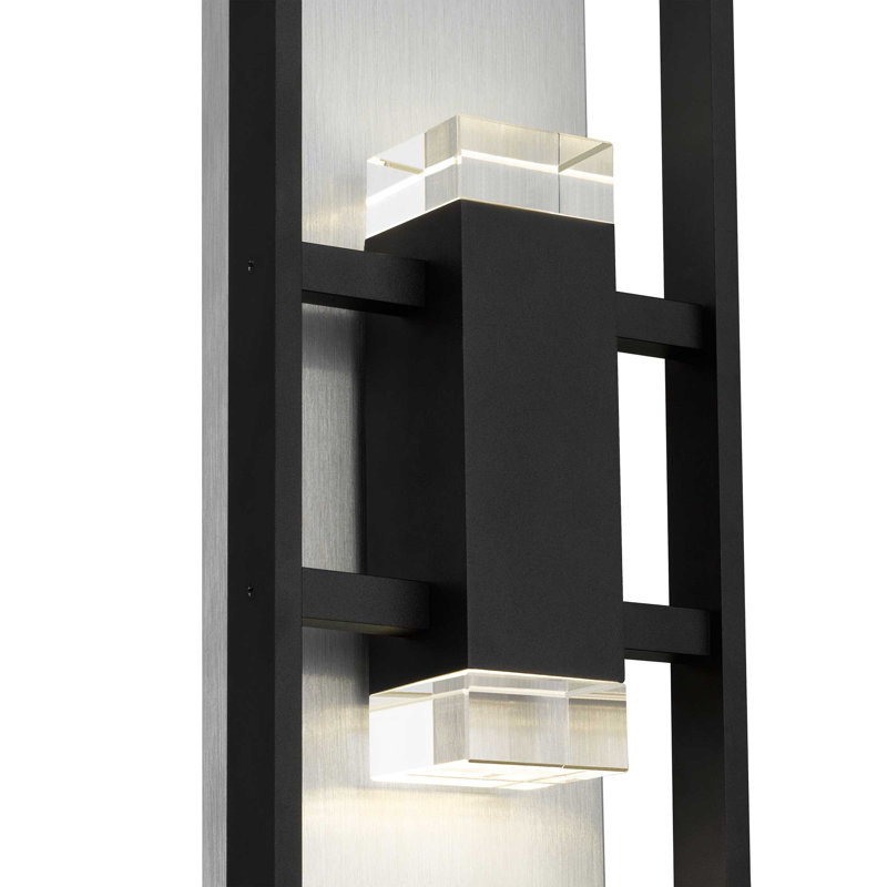 Mars LED Wall Sconce with Clear Crystal Accents, Brushed Aluminum Backplate, 3-CCT Selectable, Dimmable, Wet Rated, ADA Compliant