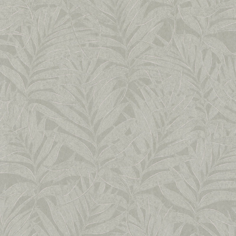 Hotel Botanical Palm Leaf Glitter Design Wallpaper Roll, Gray