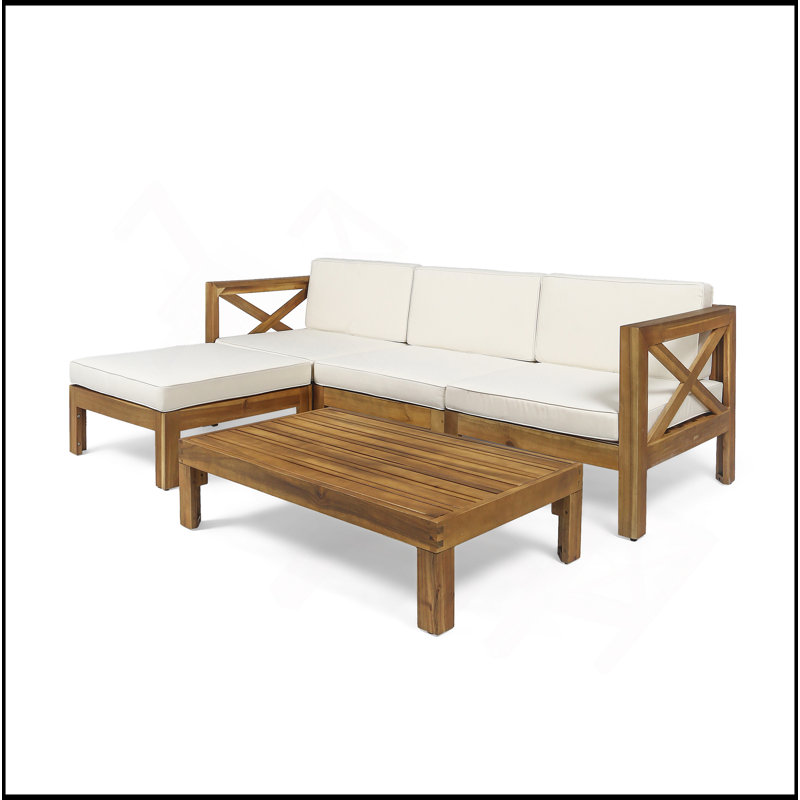 Ensemble de canapé LSHAPE, Beige, Teck