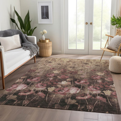 Tapis floral lavable à la machine Premium AMF992 Lyndhurst