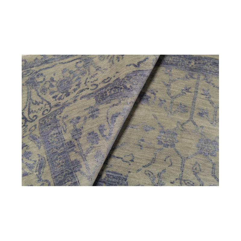 Tapis gris et beige noué à la main de haute qualité