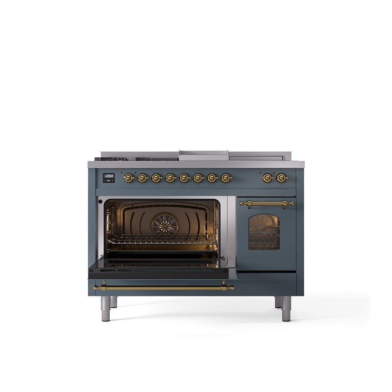 ILVE Nostalgie II 48 Dual Fuel Range, Blue/Gray/Brass, Natural Gas