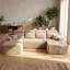Canapé d'angle en velours chenille kaki en forme de U, canapé modulaire moderne et minimaliste avec coussins décoratifs