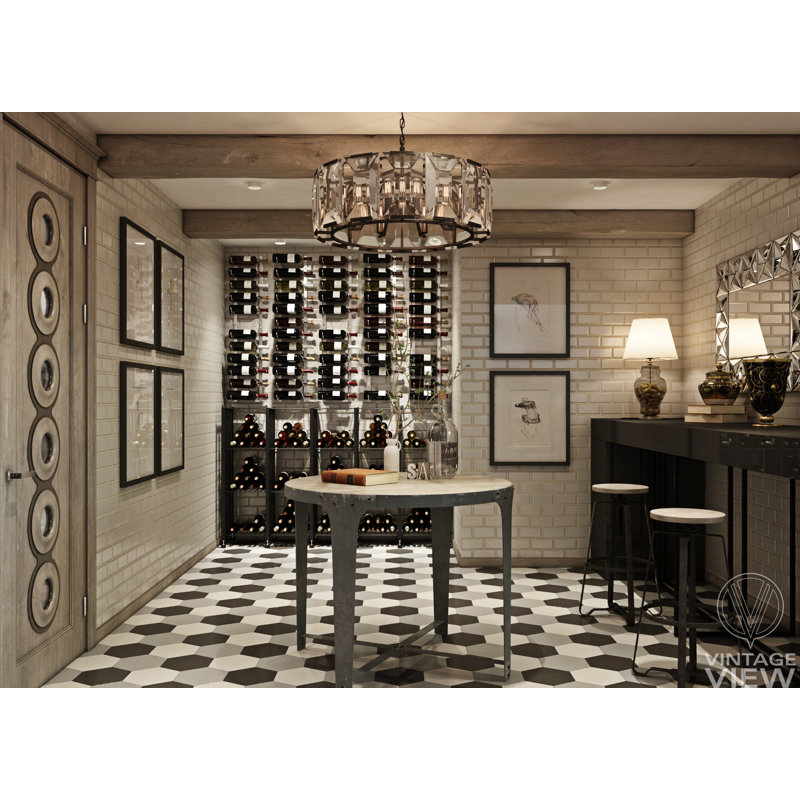 Lacey 48 Bottle Floor Wine Bottle Rack in Black
