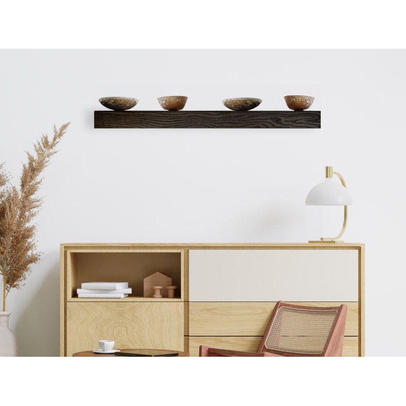 Tablette en bois de chêne Seyon, Ébène, H 3 po x l 23 po x P 8 po