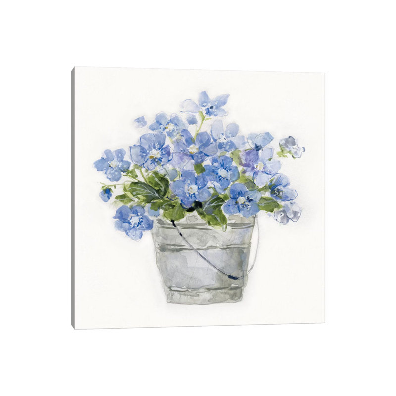 «Blue Belles I» par Sally Swatland - reproduction d'art, Pas de tapis, H 37 po x l 37 po x P 1,5 po, Toile tendue
