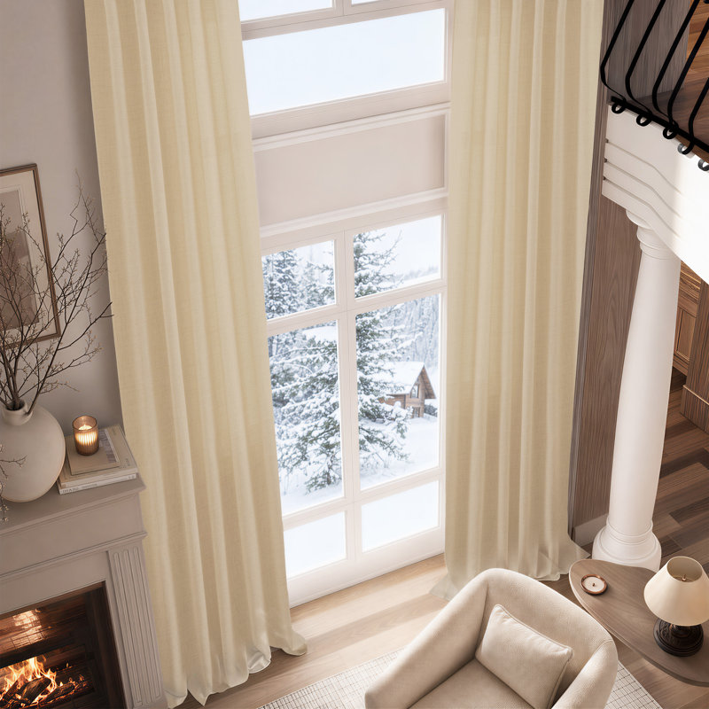 Aarush Sheer Curtain Pair, 52" W x 132" L, Light Linen
