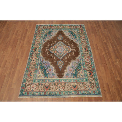Traditional Brown Wool Rug 5x7
