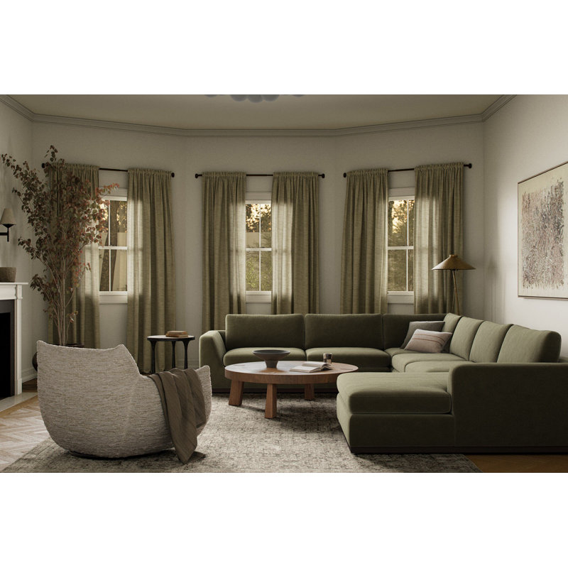 Colt Sectional, Surrey Olive Cotton Blend, Right Hand Facing