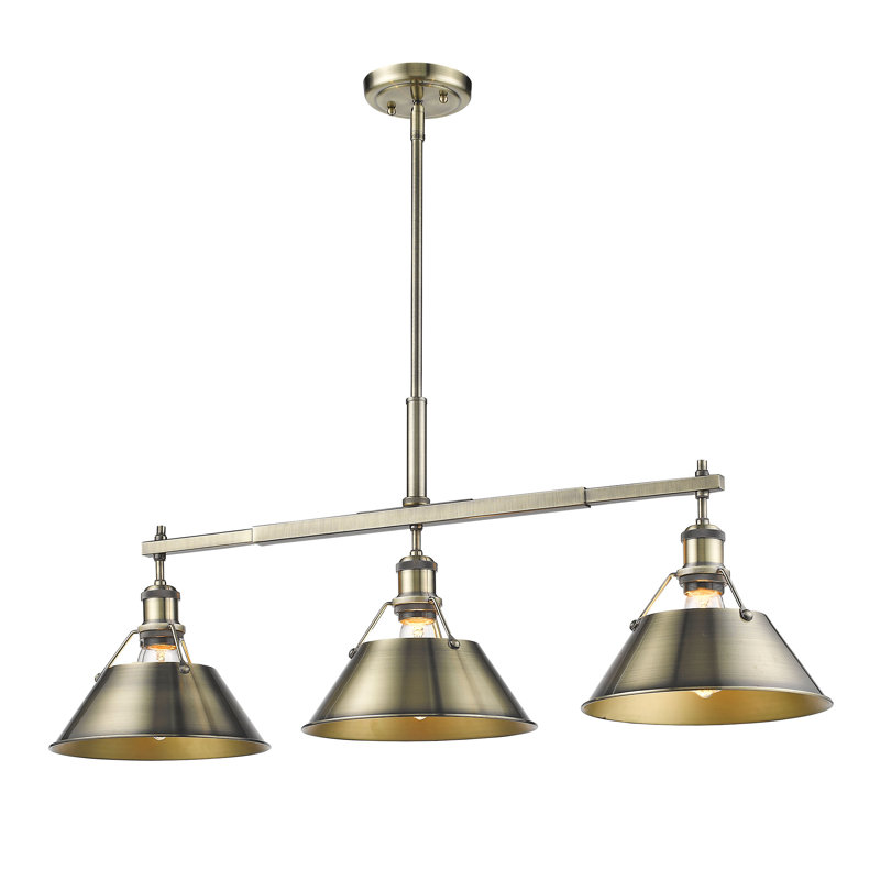 Suspension Bisto 3 pour îlot de cuisine, Exotic Purple, Brushed Champagne Brass