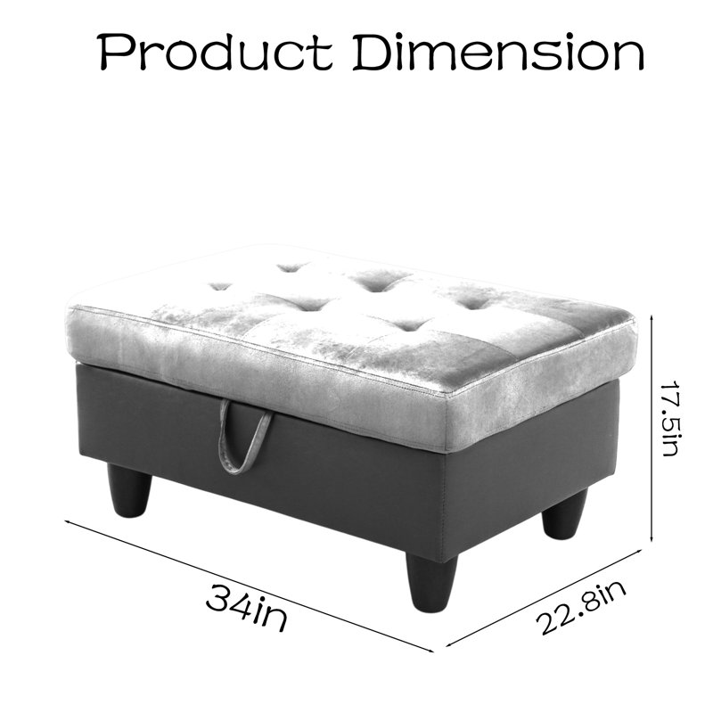 Faux Leather Ottoman, Peacock Blue Faux Leather